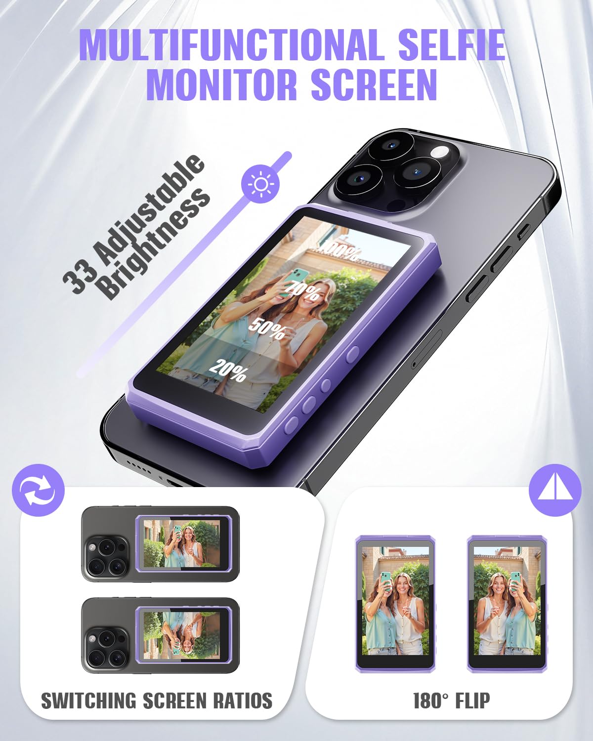VERDELLD Vlog Selfie Monitorscherm, Magnetische Draadloze Achtercamera