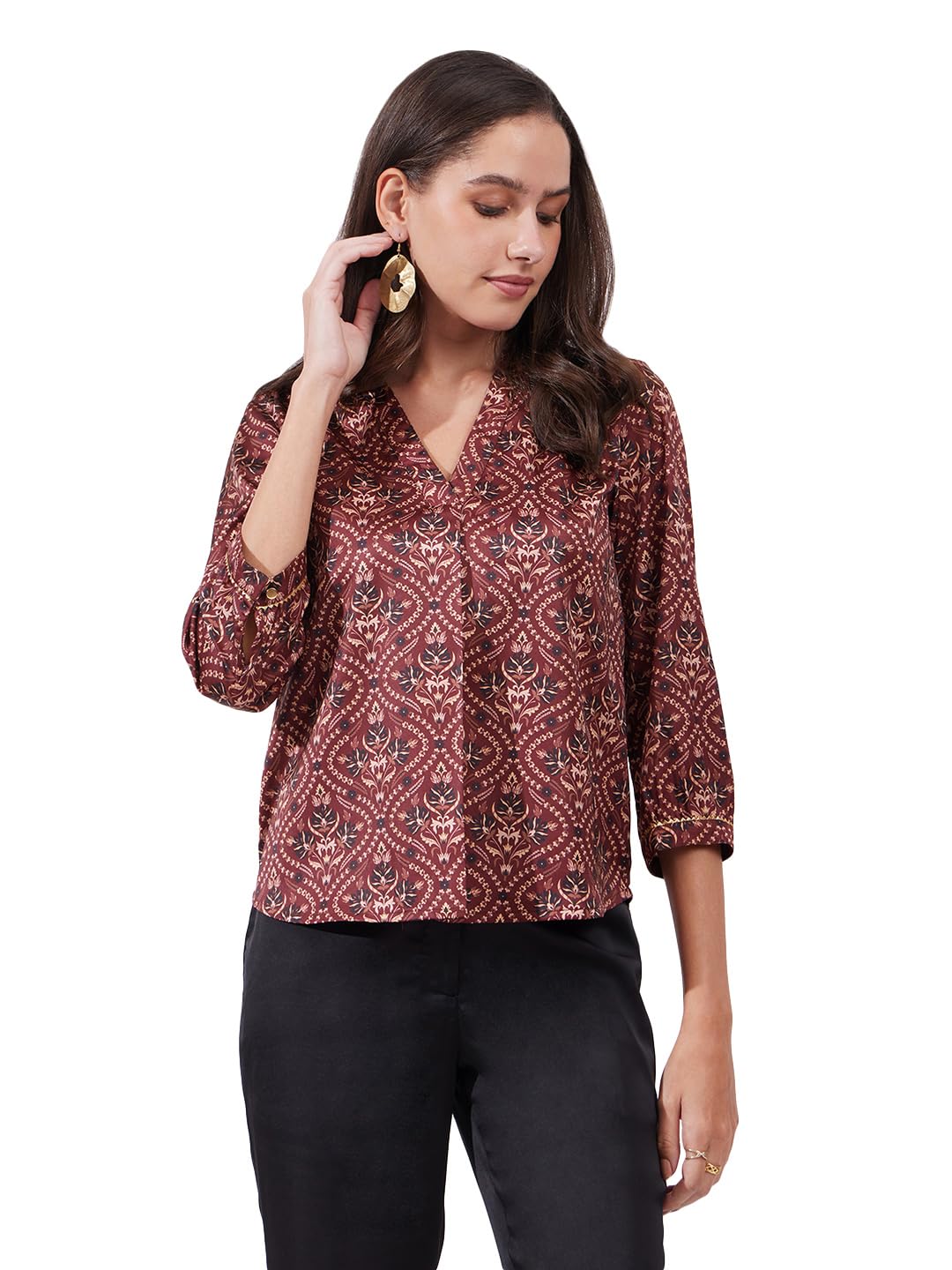 Satin Festive Top - Maroon-image-23