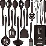 Ensemble d'ustensiles de cuisine en silicone - Ustensiles de cuisine résistants à la chaleur jusqu'à 446°F, spatule, pince, cuillère, brosse, fouet, ensemble d'outils pour ustensiles de cuisine pour ustensiles antiadhésifs, lavable au lave-vaisselle (sans BPA)