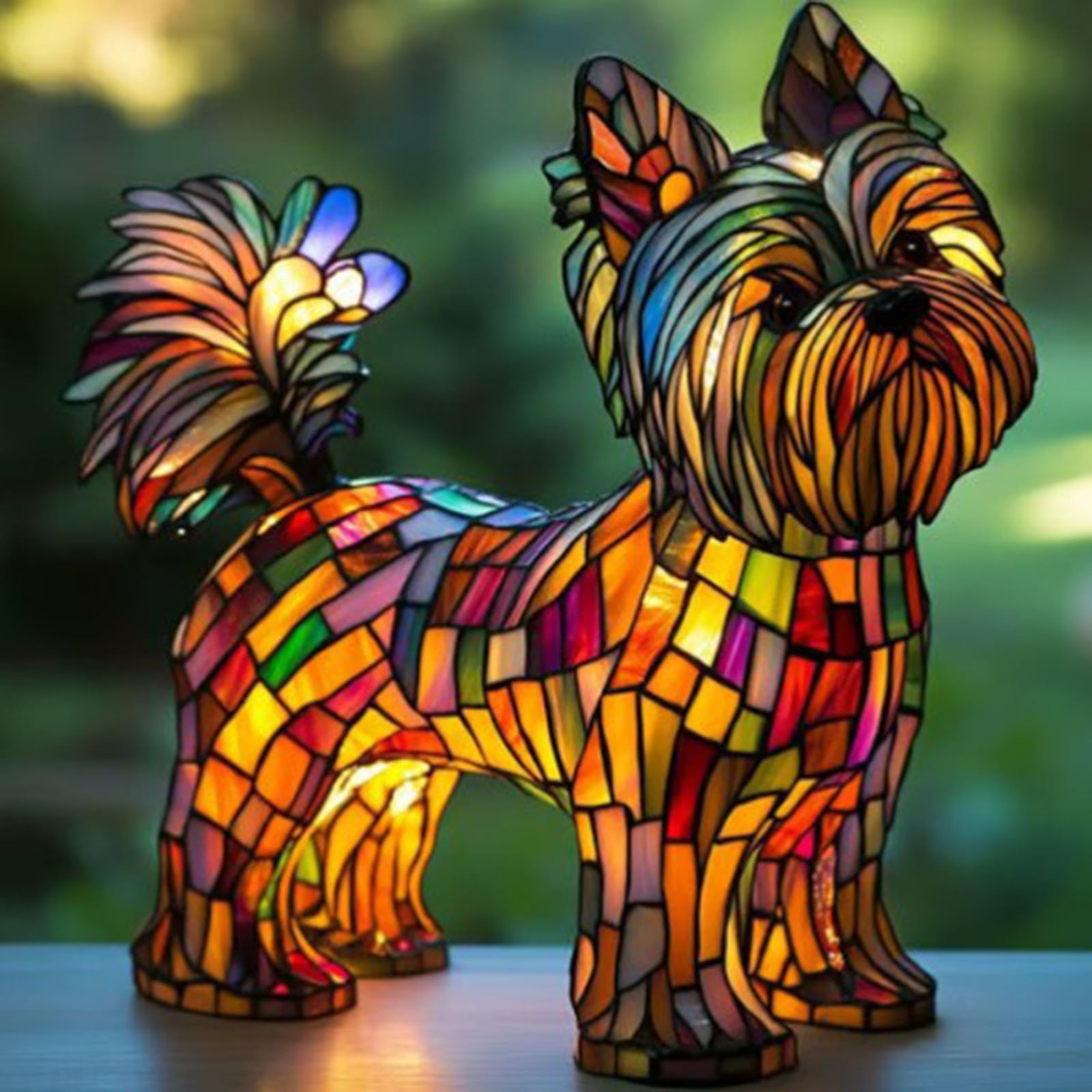 XIAOGUDONG Led Cat And Dog Series Art Night Light, Animal Style Resin Table Lamp, Art Coloured Animal Figurine, Vintage Animal Home Decor Resin Lamp, Fun Gift for Dog Lovers,13