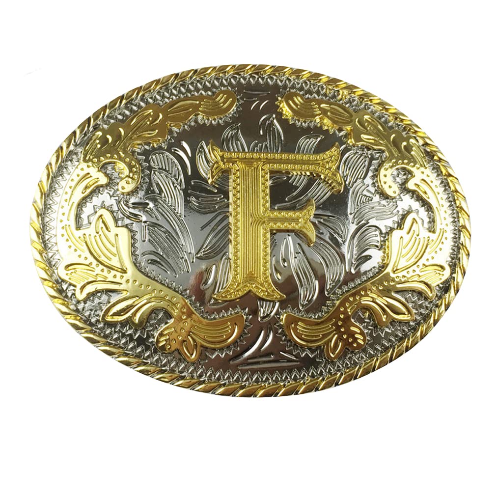 Unisex Gold F 通用 Lkmy Men's Belt Buckle,3D Golden Letter,Alphabet, Initial,Carving Belt Buckle A~Z,Western Vintage Style Cowboy Belt Buckles Jeans Accessory For Men Women Father's Day, Christmas, Birthday Gift (F)