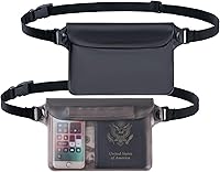 CADONO 2-Pack Waterproof Phone Pouch Dry Bag with Adjustable Waist Strap - Touch Screen Sensitive for Swimming Kayaking Boating Beach