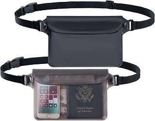 CADONO 2-Pack Waterproof Phone Pouch Dry Bag with Adjustable Waist Strap - Touch Screen Sensitive for Swimming Kayaking Boating Beach