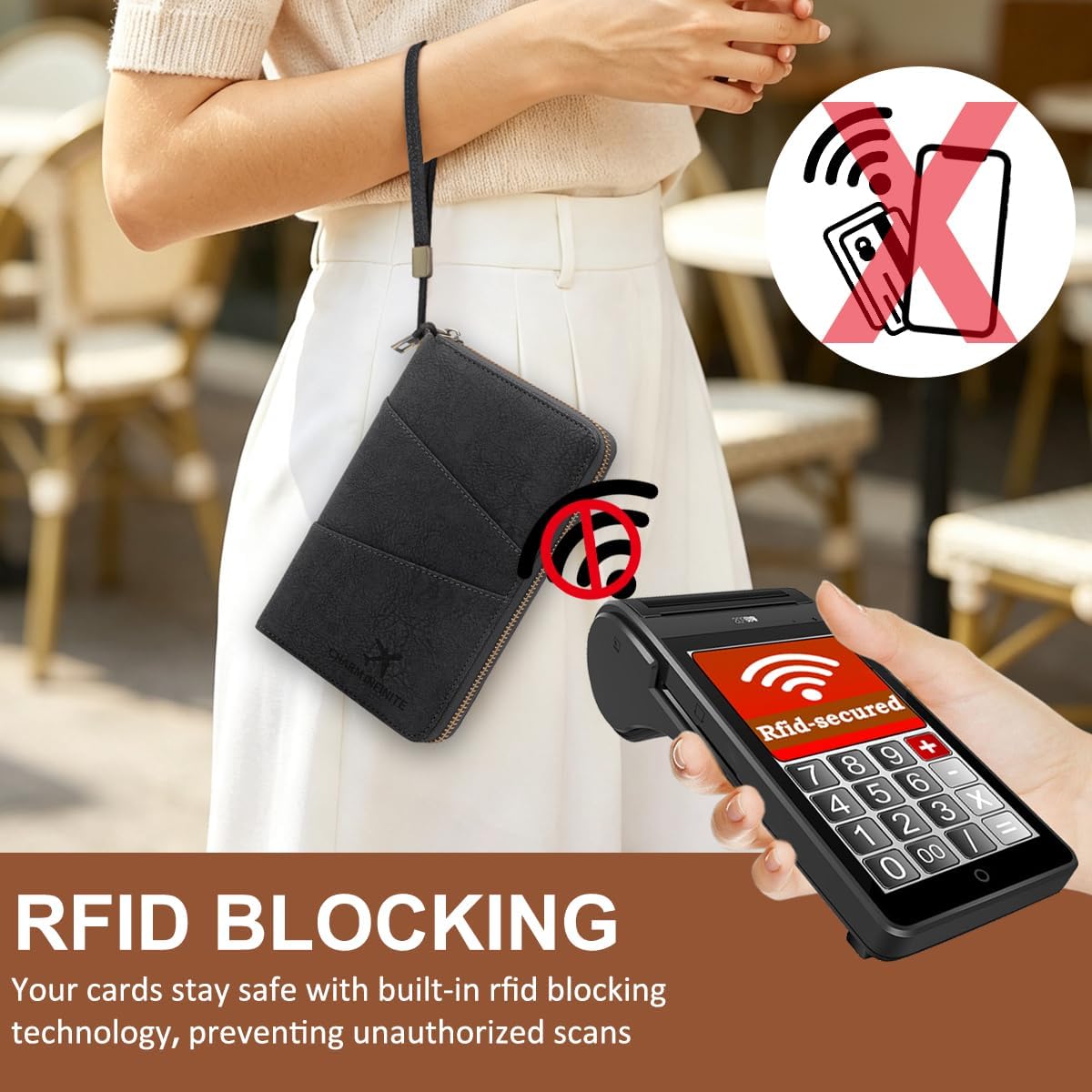 Family Passport Holder Wallet RFID Blocking Travel Document Holder Black