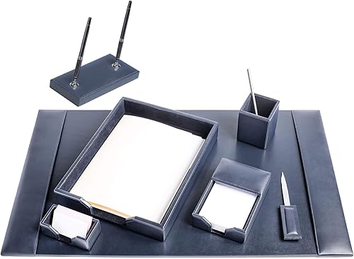 Vista 90 de Dacasso DF-5001 - Juego de escritorio de cuero de 6 piezas, color azul marino, 30 x 18 x 4, DF-5001