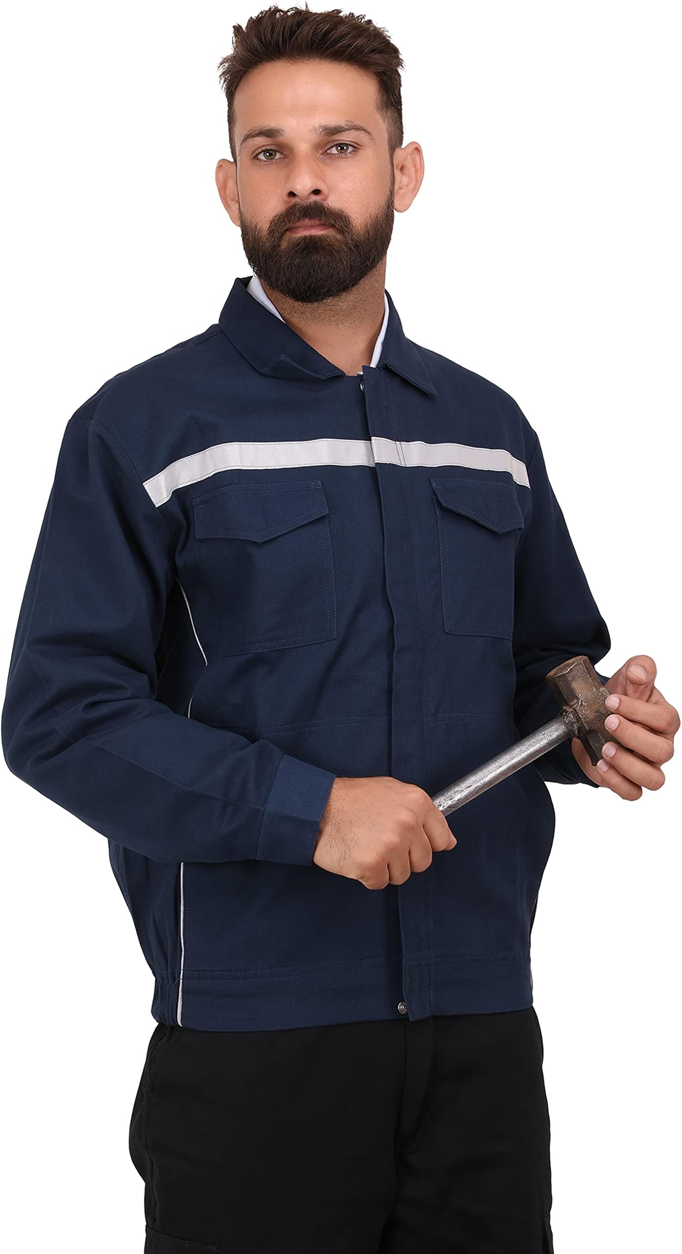 CLUB TWENTY ONE Workwear Men's Safety Cotton Jacket with Reflective Piping