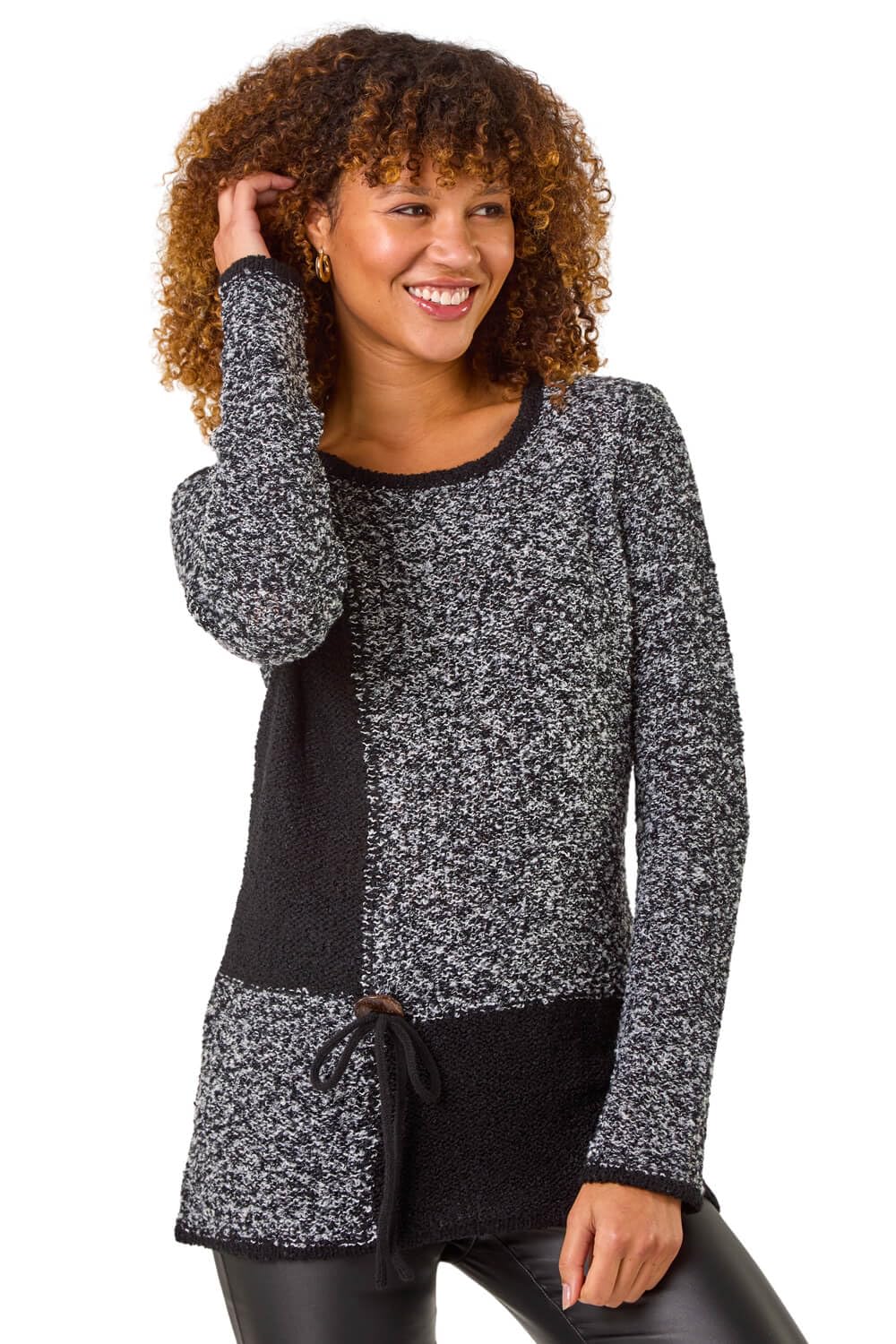 Roman Women's Textured Button Detail Knit Jumper in Charcoal | Size: 18