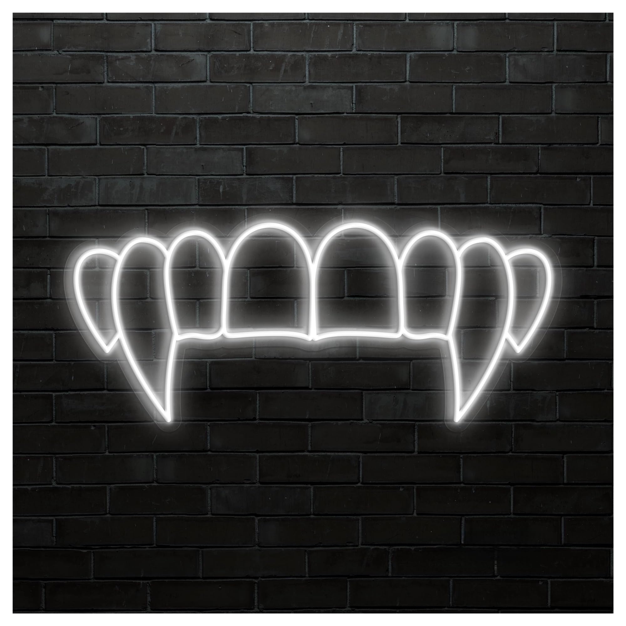 RONGCH Hanging Art Signs Vampire Teeth Neon Sign, Suitable for Cafe Wall Art Decor with Brightness Adjustable 46cm