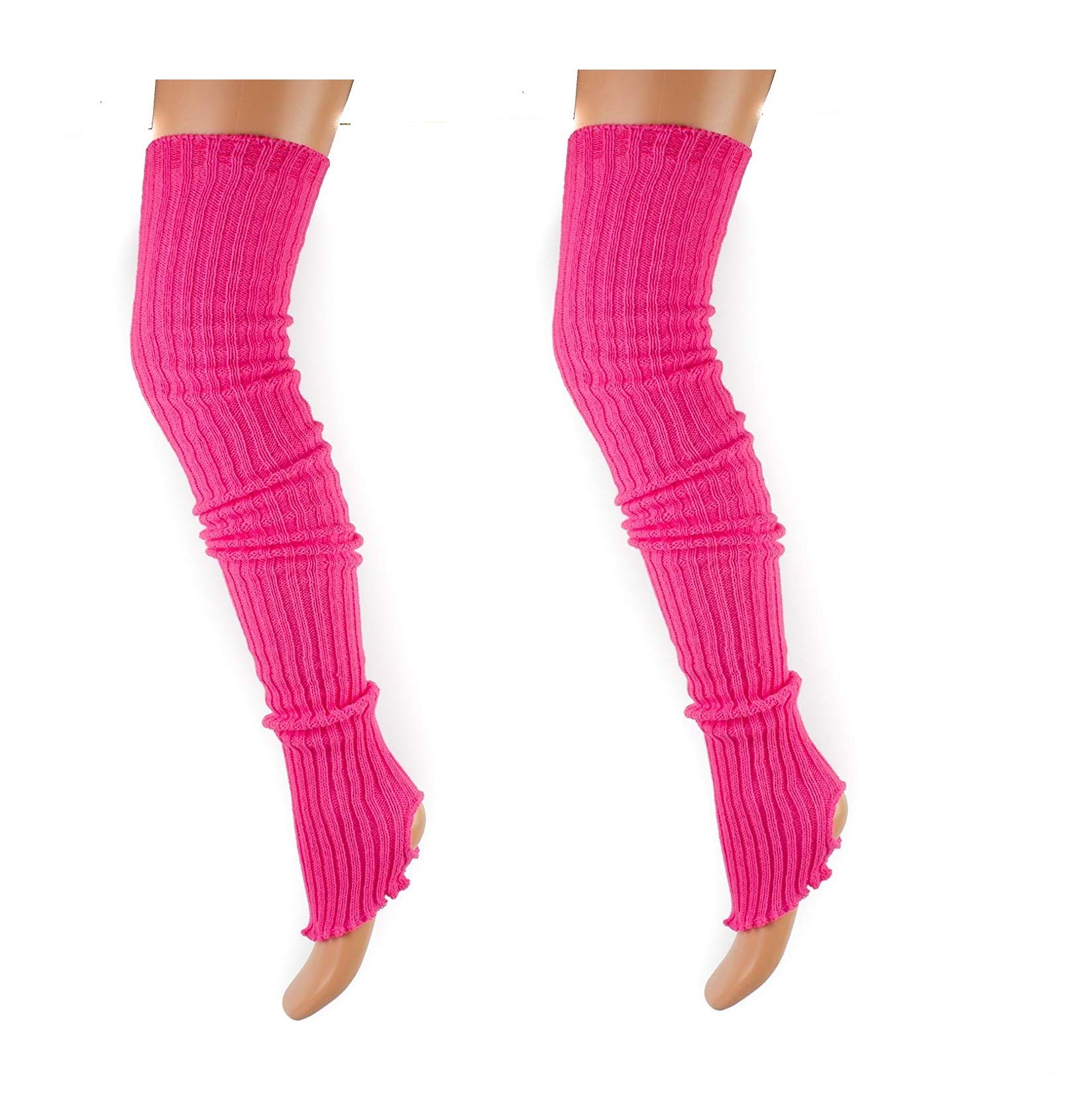 Mytoptrendz Women's Pink- Neon Flo Mytoptrendz® Leg Warmers Extra Long Stirrup Legwarmer For Dance Yoga Winter Over Knee Long Boot Socks(Pink- Neon )