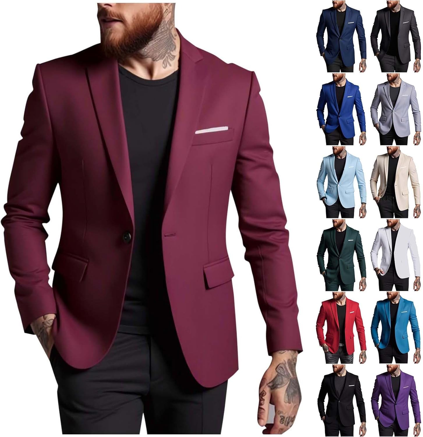 Cambkatl Men's Single Breasted Business Blazers Slim Fit Formal Tuxedo Suit Jackets Casual Sports Coat for Wedding Party