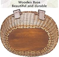 Vista 5 de Cesta de bicicleta – Manillar tejido de caña para almacenamiento de bicicletas con correas de cuero ajustables y hebillas para niños y adultos