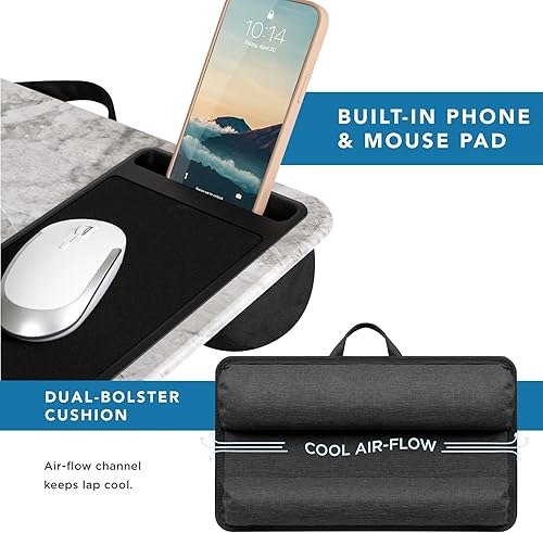 Miniatura 56 de LAPGEAR - Escritorio de regazo para oficina en casa con repisa para dispositivos, alfombrilla de mouse y soporte para teléfono, carbón plateado, se
