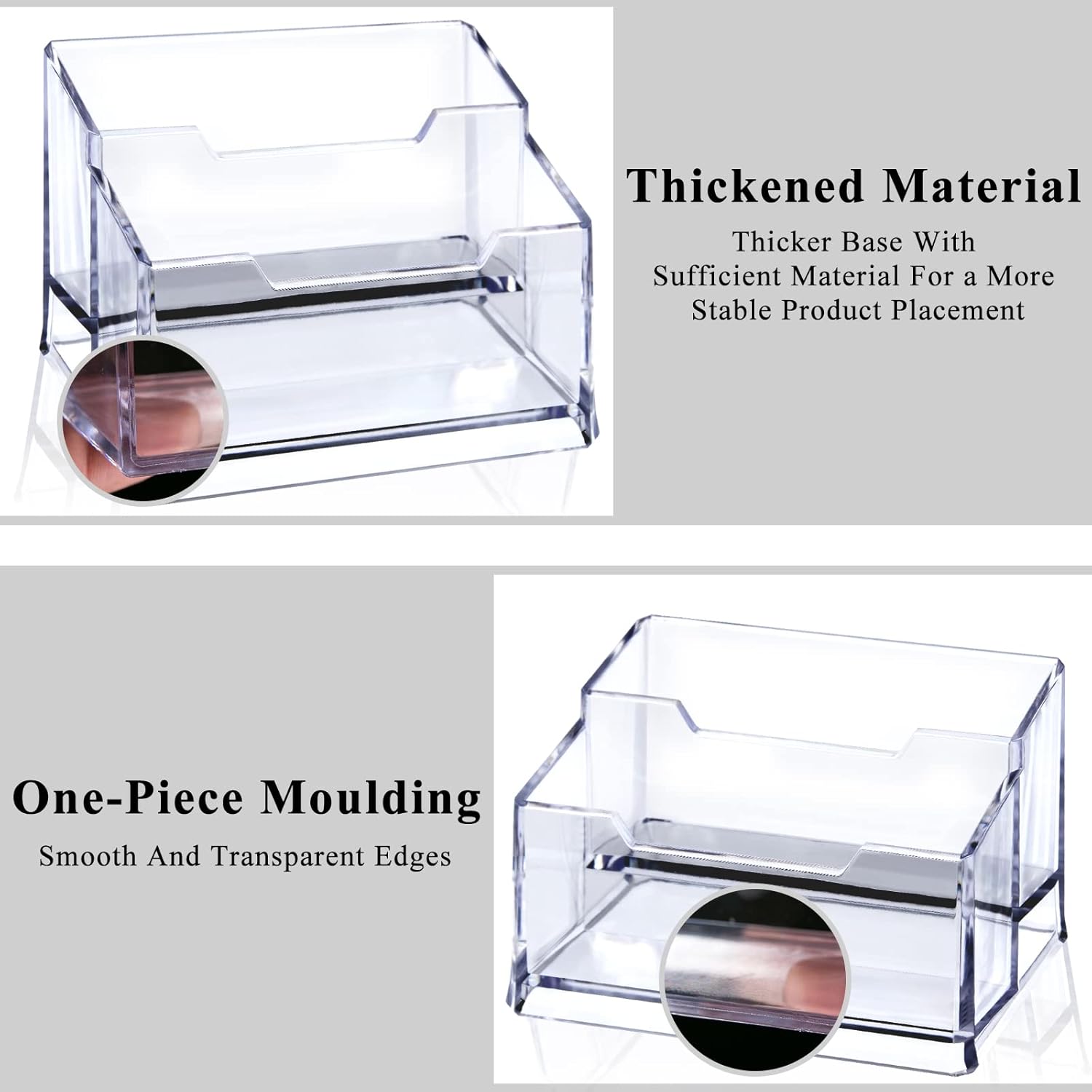 Clear Acrylic Business Card Holder,2 Tier Premium Acrylic Clear Business Card Holder Stand for Desk Fits 100 Business Cards - Image 4