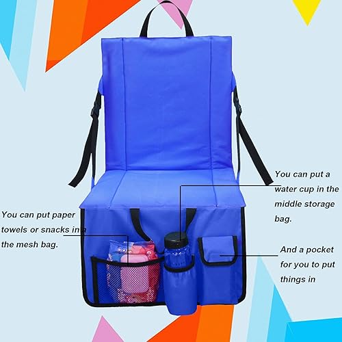 Miniatura 3 de Tfwadmx Cojín de asiento plegable portátil para estadio con bolsillos para respaldo, silla de campamento de jardín para gradas y bancos al aire