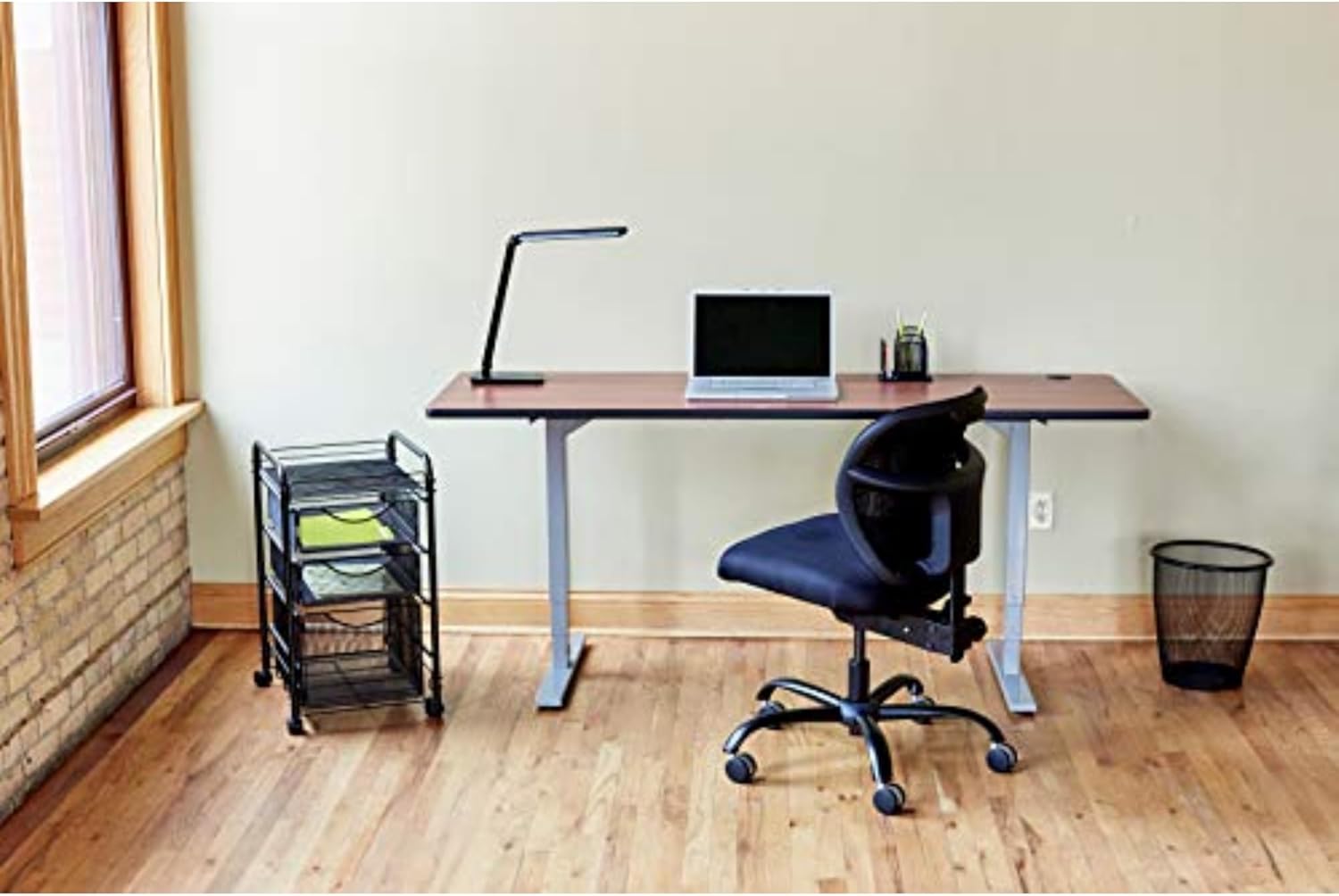 Scranton & Co 3 Drawer Mesh File Cart, Black Powder Coat Finish, Steel Mesh Frame, 15 3/4" W x 17" D x 27" H, Mobile Filing Cabinet with Letter-Size File Cube, Locking Casters for Office Use