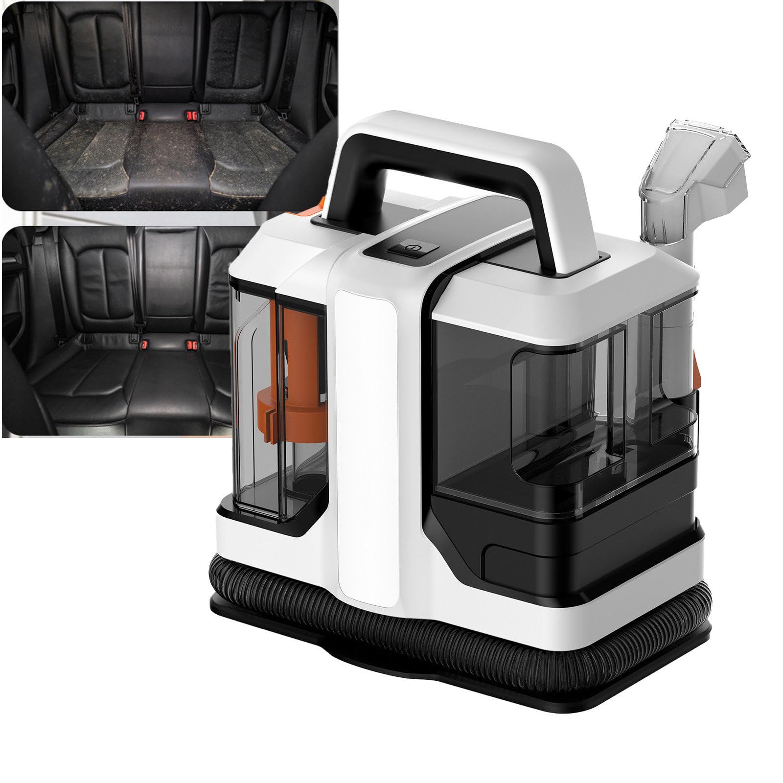 Nettoyeur De Tapis Portable, Aspirateur Eau Et Poussière De 750W, pour Canapés Et Tissus d'Ameublement, avec Réservoir d'Eau Propre De 1080ml Et Réservoir d'Eaux Usées De 800ml.