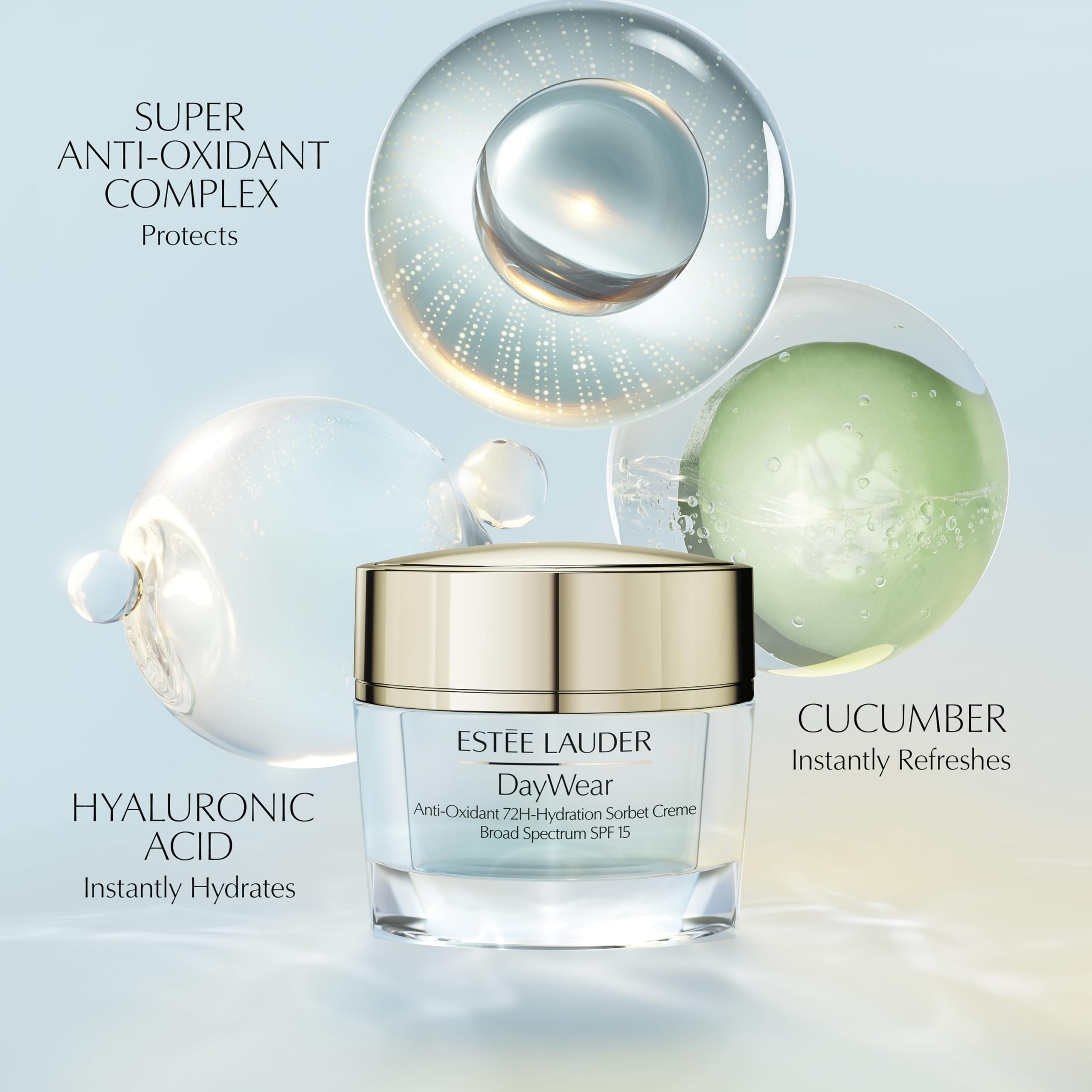 Estée Lauder DayWear Anti-Oxidant 72H-Hydration Sorbet Cream SPF 15 | Oil-Free Face Moisturizer, 1.7 Ounce