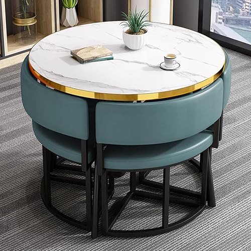 YVYKFZD Juego de mesa de comedor redonda, juego de mesa y silla de club para oficina, sala de recepción, mesa de conferencia de café simple para 4,