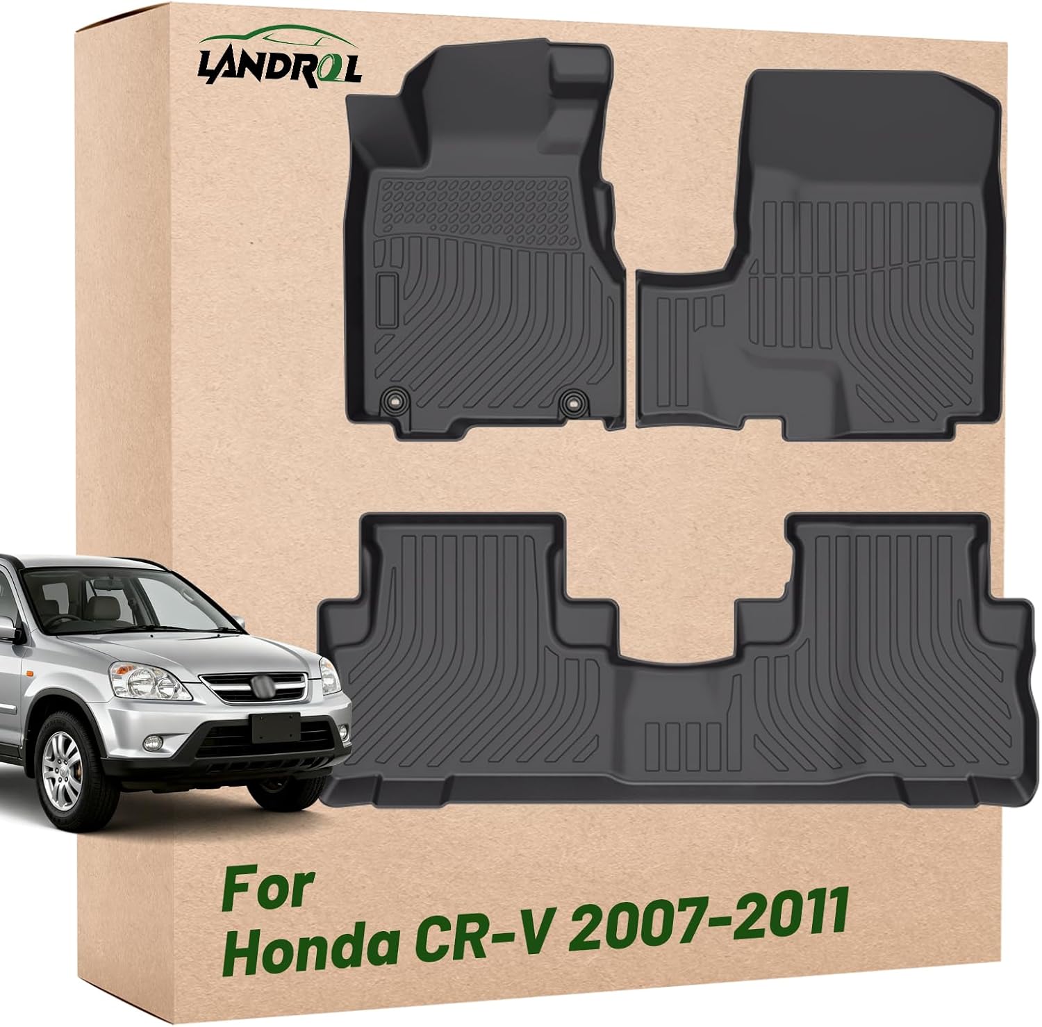 Car Floor Mats Replacement for Honda CR-V CRV 2007-2011 (LX/SE/EX/EX-L) Custom Fit Odorless Carpets Durable All Weather Protection Liners Full Set Automotive Accessories