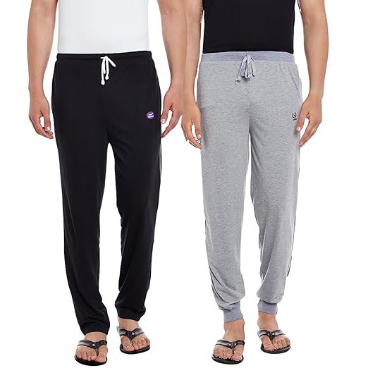 Solid Men's Black and Navy Blue Trackpantss(Pack of 2)