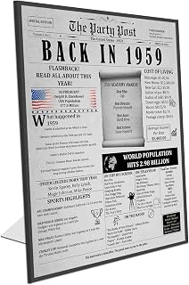 66th Birthday Poster 8 x 10 Party Sign - Born 66 Years Ago Table Party Supplies. Back In 1959 Home Decor Bday Card. Wedding Anniversary Banner with Fun Facts for Her or Him Turning 66 Years Old