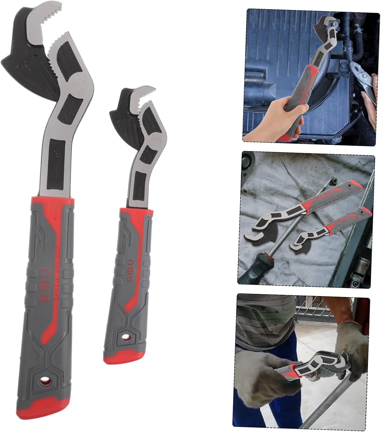 2pcs Automatic Adjustable Wrench Multifunctional Spring Wrench for Pipeline Maintenance Heavy Duty Ratchet Tool Alloy Steel Construction