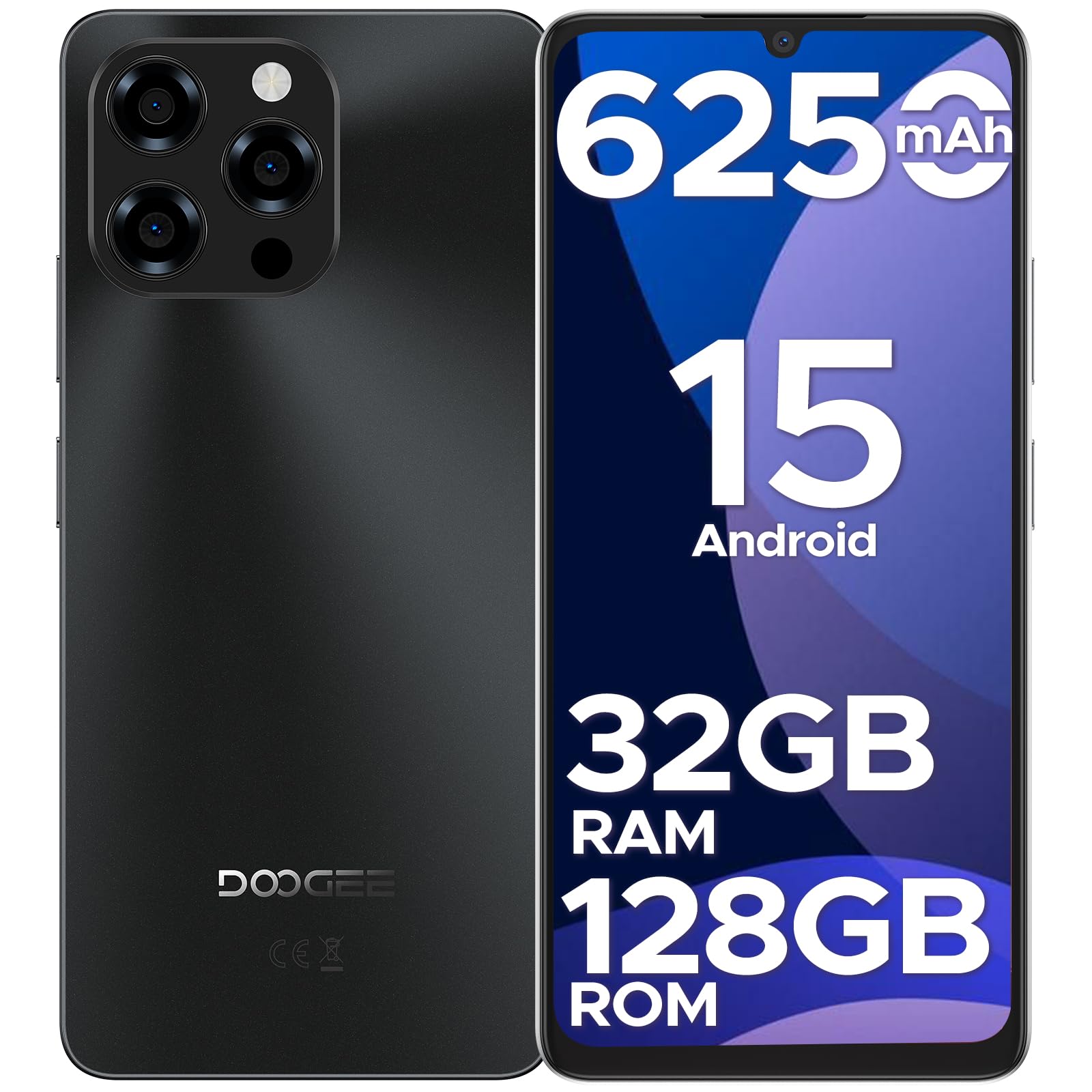 Note 58 Smartphone Android 15, 32(8+24) GB+128GB/2TB TF Cellulare, 6.75" HD+ 90Hz Schermo,6250mAh, 16MP+8MP Telefono Cellulare, 4G Dual SIM/Octa Core/Widevine L1/NFC/OTG/Face ID/GPS, Nero