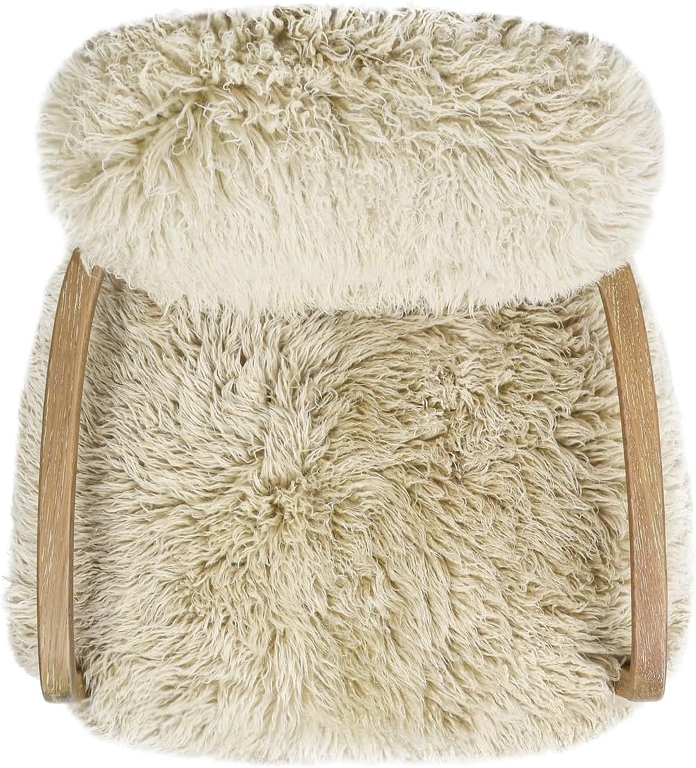 Jennifer Taylor Home Enchante 28.5" New Zealand Sheepskin Accent Arm Chair, Taupe Beige Genuine Fur