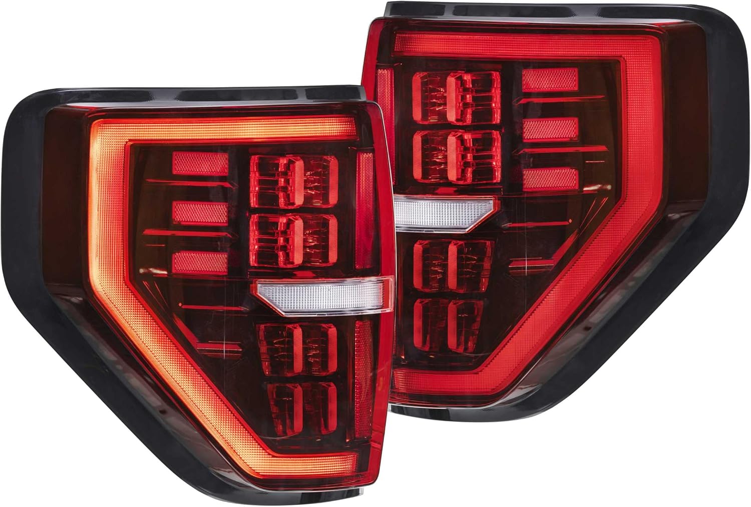 Morimoto XB LED Taillight OEM Upgrade Fits 2009-2014 Ford F-150, Plug and Play Red Lens Taillight Assemblies with Turn Signal & UV Coated Lens (LF720)
