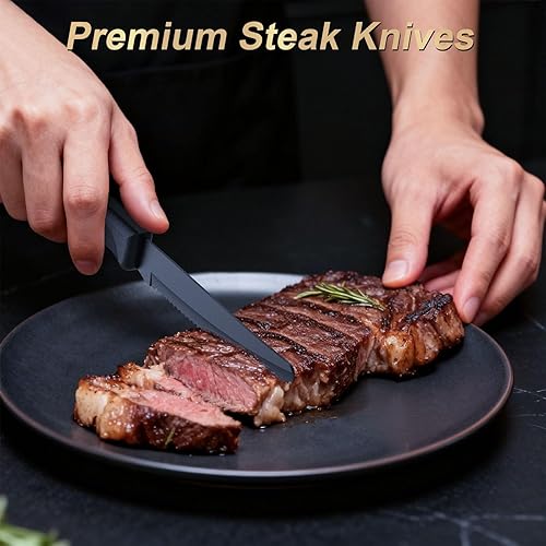 Miniatura 5 de Juego de cuchillos de cocina con bloque, juego de cuchillos de 15 piezas con afilador integrado, apto para lavavajillas, cuchillas de acero