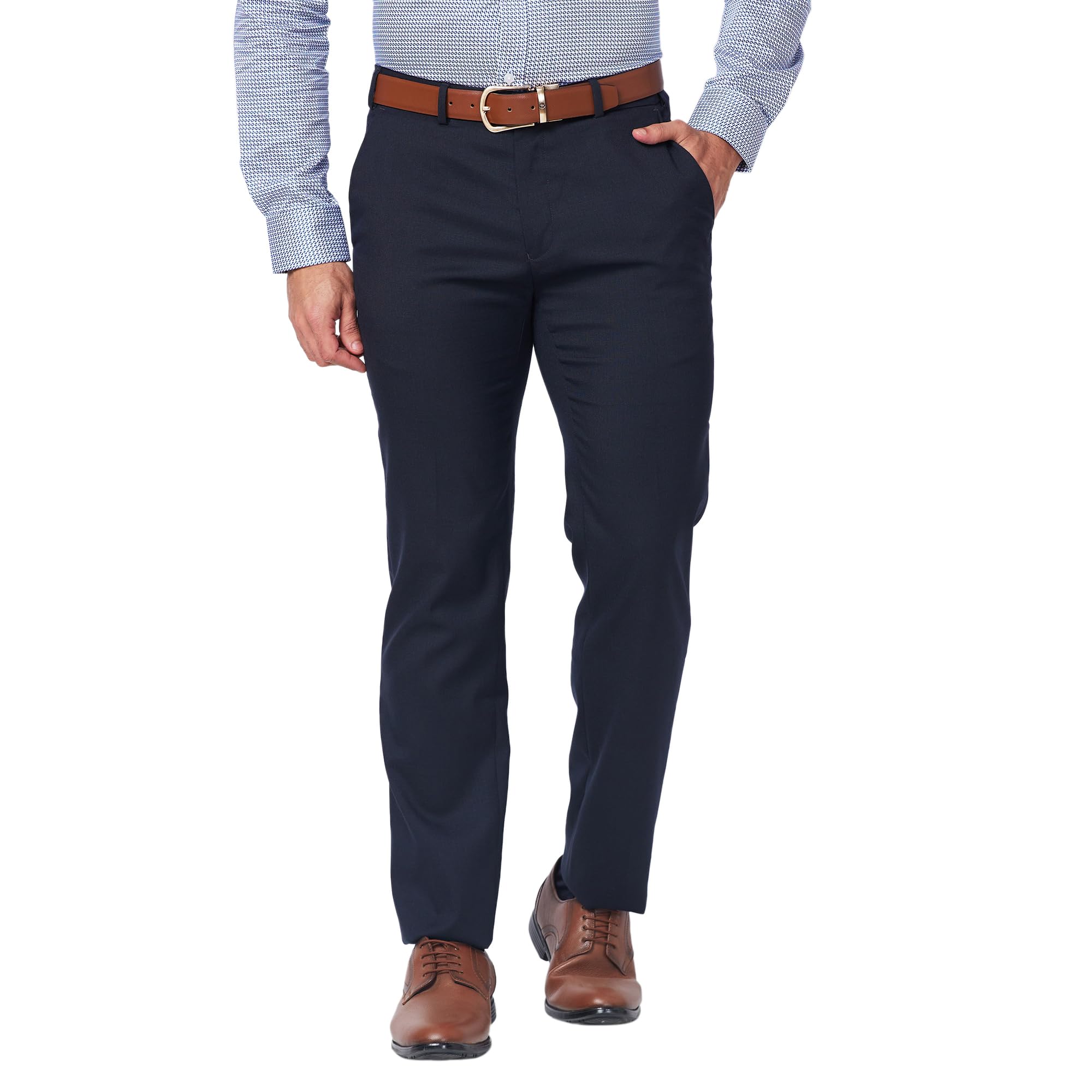 raymond Men's Slim Fit Polyester Blend Checks Pattern Flat Front Formal Trouser-picture-41