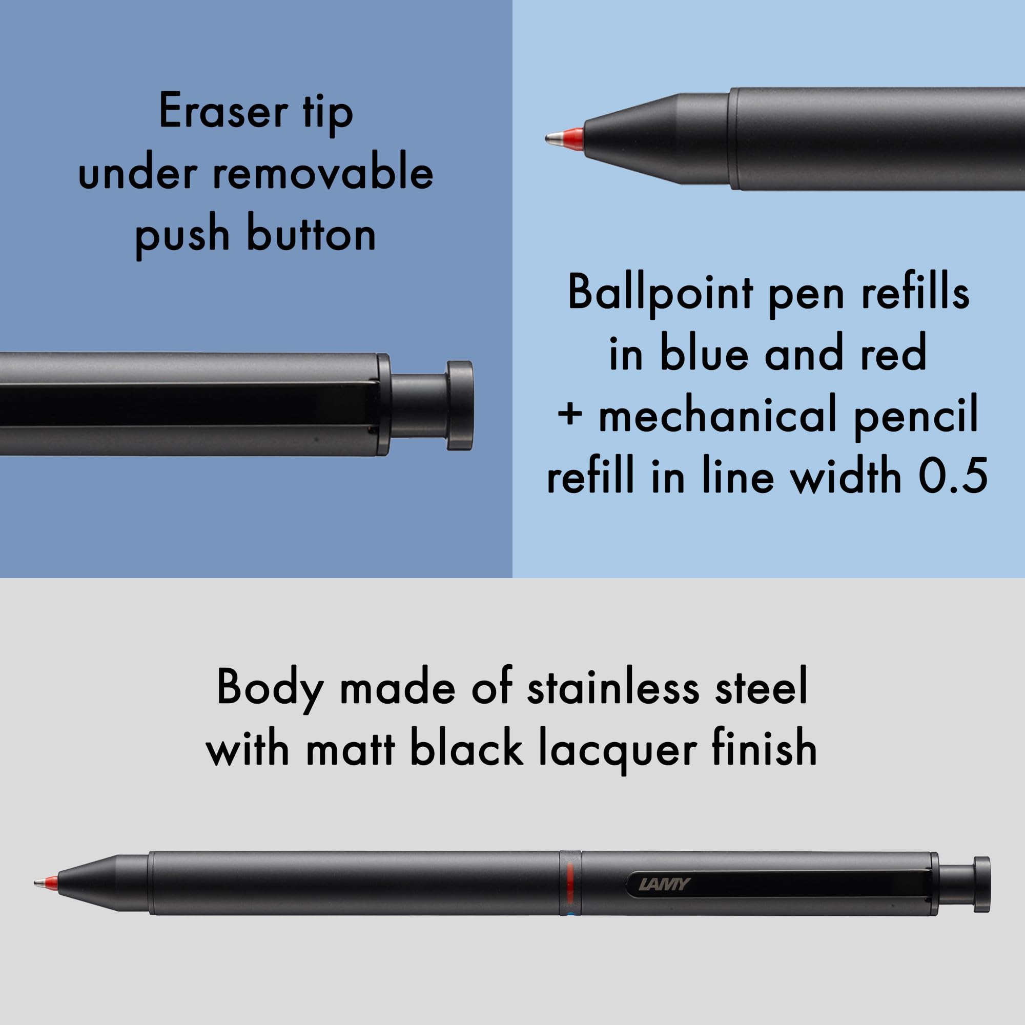 LAMY Caneta multifuncional st Tri-Pen, preto fosco, L746 | Amazon
