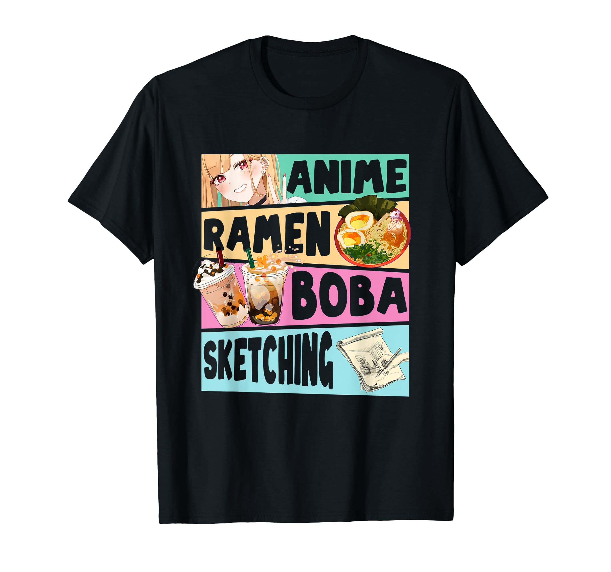 BORN IN 1972Anime Ramen Boba Sketching Kawaii Anime Gift Girls Teens T-Shirt