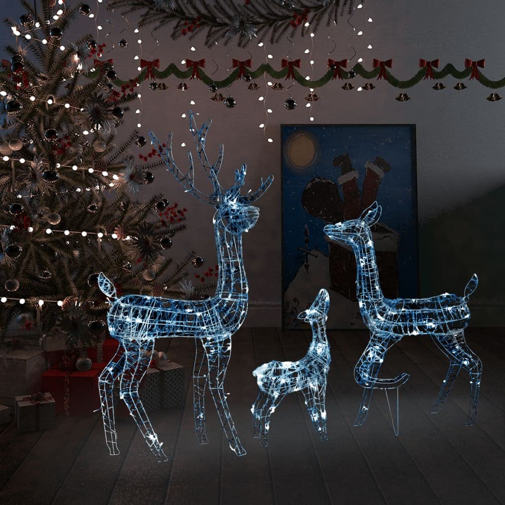 CHARMMA Acrylic Reindeer Family Christmas Decoration 300 LED Cold White-5.28KG