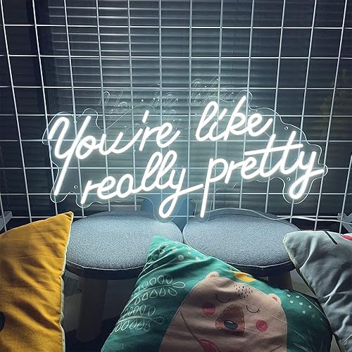 Miniatura 4 de Letreros de neón de acrílico transparente con texto en inglés You Are Like Really Pretty, letreros luminosos de acrílico para decoración de