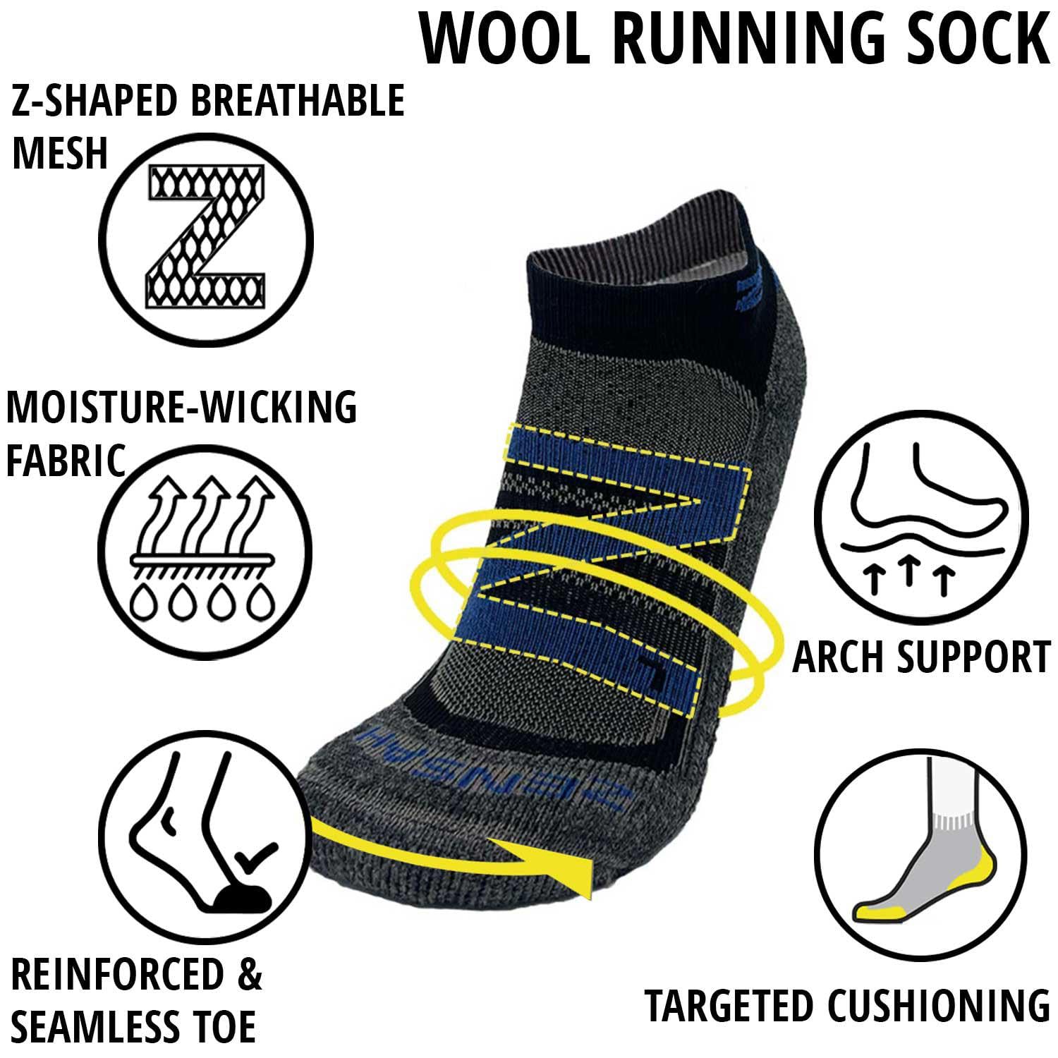 Zensah Uomo Compressione Wool Running Socks, Uomo, Wool Running Socks