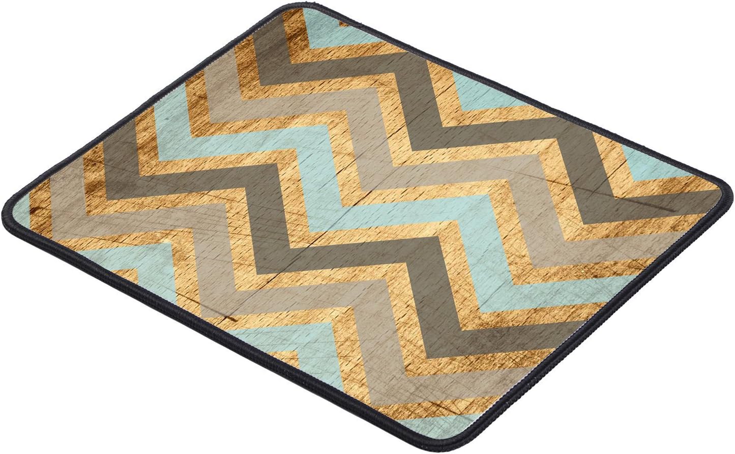 Vintage Wood Chevron Unique Custom Large Gaming Mouse Pad Mousepad, Non-Slip Rubber and Stitched Edges (11.8x9.8 inches)