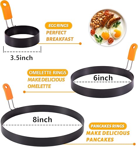 Miniatura 2 de Yciuse Anillos de huevo anillos de huevo de acero inoxidable para freír paquete de 6 unidades anillo redondo para huevos anillos de huevo de