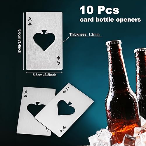 Miniatura 2 de uxcell Abrebotellas Ace of Spades, 10 unidades, de acero inoxidable, tamaño de tarjeta de crédito, abrebotellas de cerveza para bolsillo cartera,