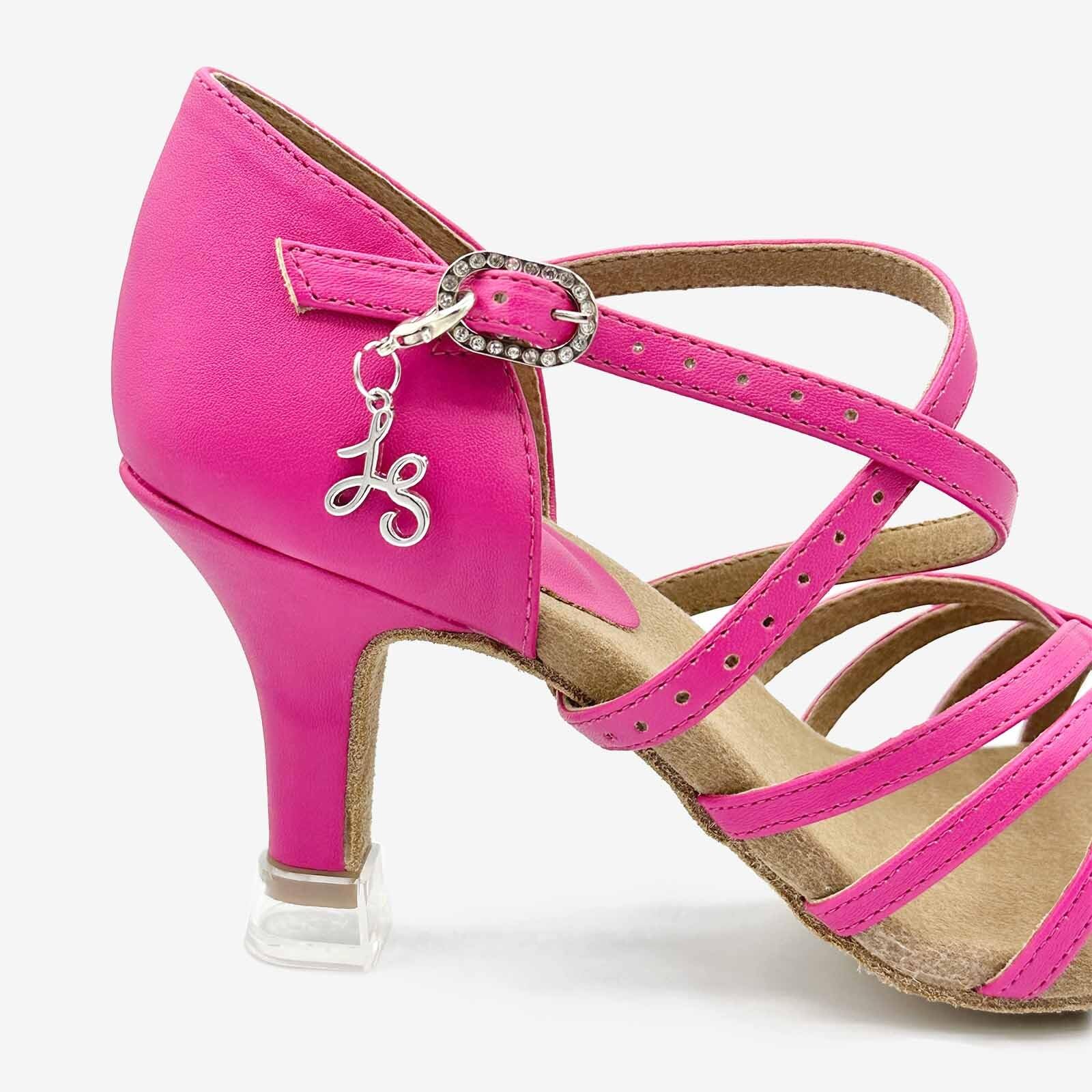 So Danca - BL304, Cha Cha, Lacey Schwimmer Tacchi latini da 3 pollici per ballerine, pelle vegana in rosa acceso, nero satinato e pelle caramello
