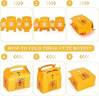 Vista 3 de KAZIPA 50 cajas de regalo de bautismo (caja grande (oro))