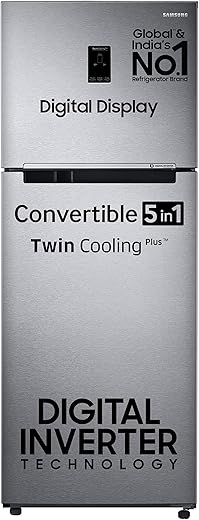 Samsung 385 L 2 Star Convertible 5In1, Digital Inverter with Display Frost Free Double Door Refrigerator (RT42C5532S9/HL, Silver, Refined Inox, 2023 Model),