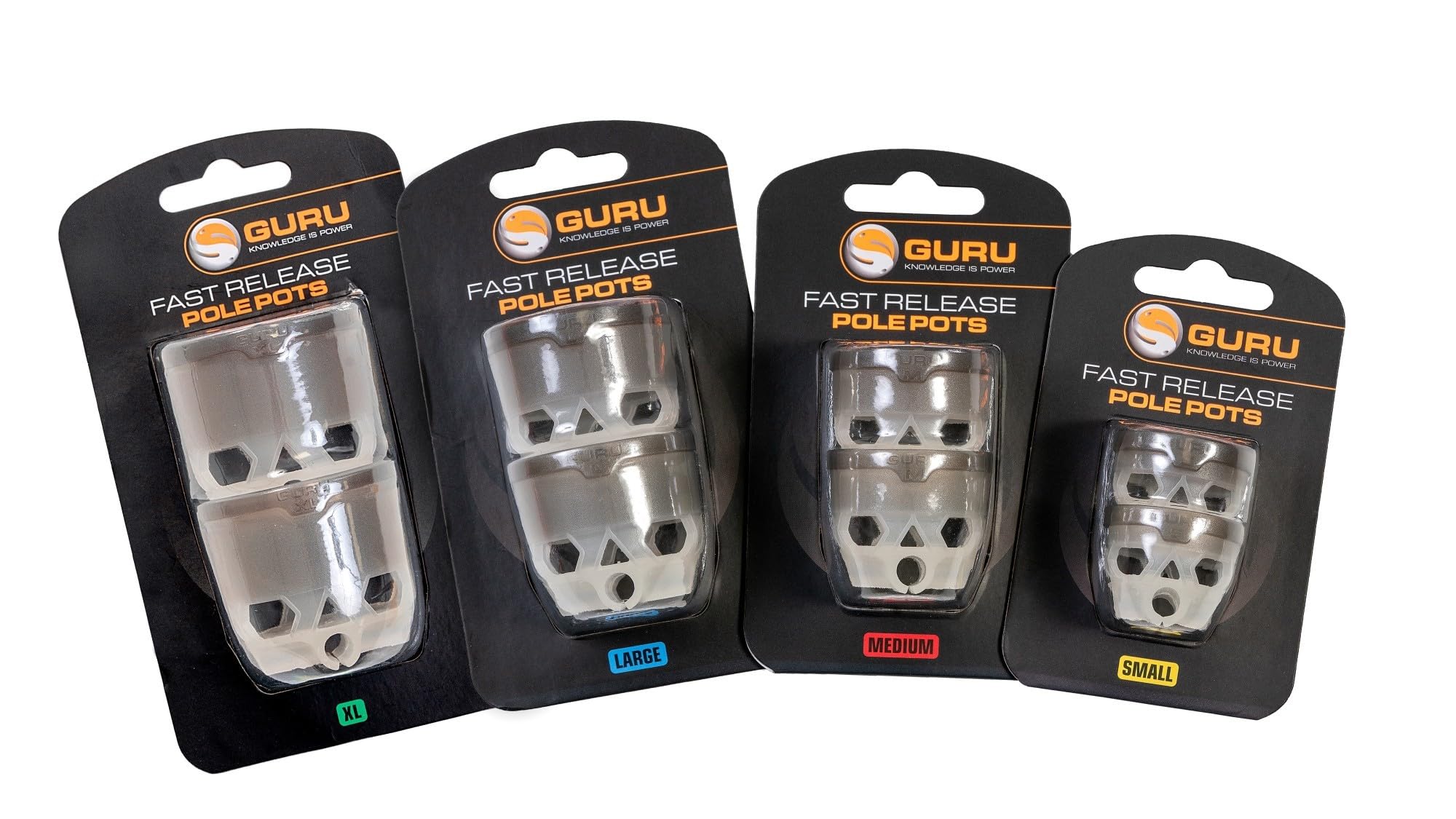 Guru - Fast Release Pole Pots | Extra Large x 2 - Rapid Bait Release, Designed with Andy Bennett, For Groundbait and Micro Pellets