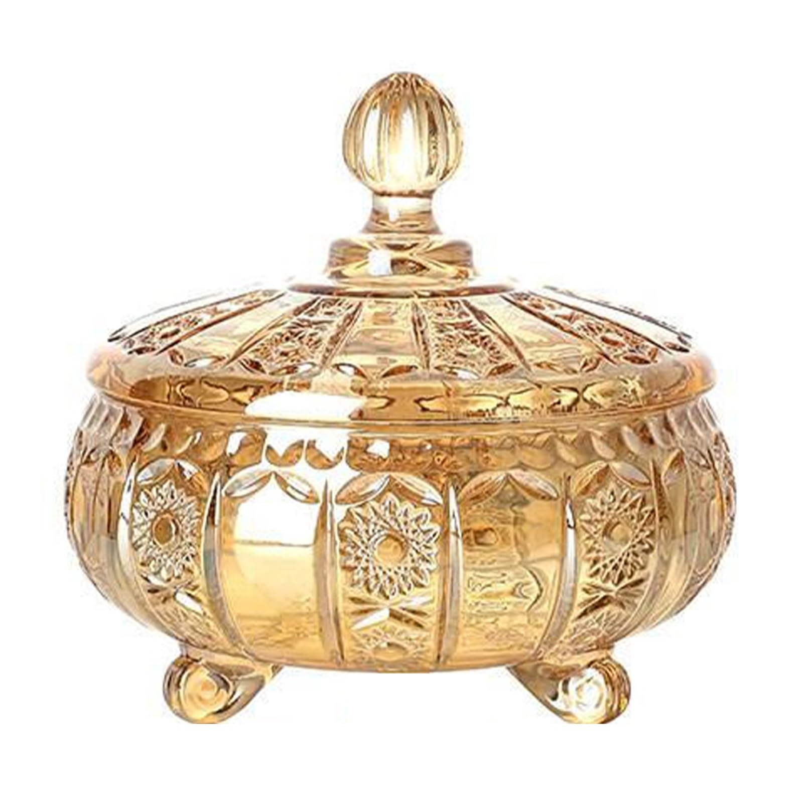 Xyueru Gold Glass Sugar Bowl, Glass Candy Jars With Lids, Glass Decorative Glass Jar Candy Jar Storage Jars, Crystal Glass Storage Jars Glass Storage Jar With Lid, Glass Candy Cup(,17X19cm)