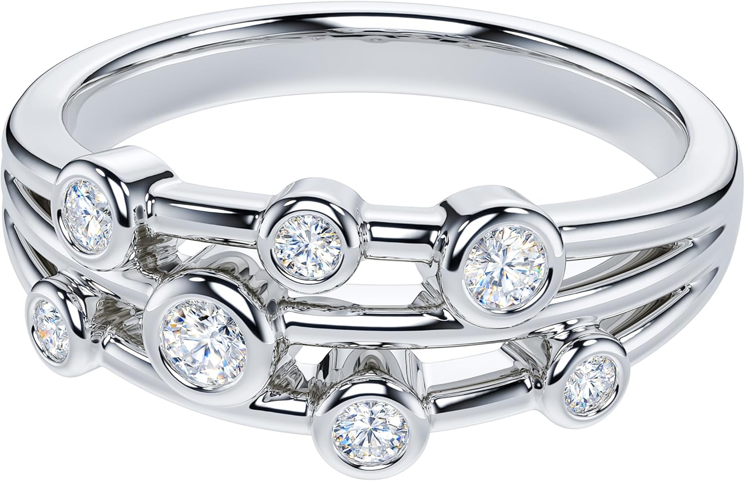 THELANDA Genuine Moissanite or Simulated Diamond Bubble Cocktail Fashion Anniversary Ring Wedding Band For Women - Image 3