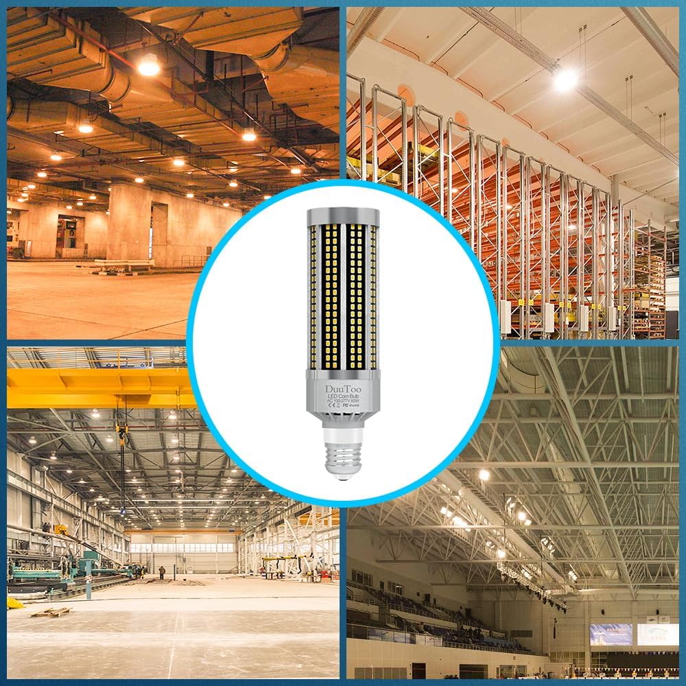 E26 LED Corn Lights Bulb 60W E39 Mogul Base Lamps 3000K Warm White Super Bright 8465Lumens 800Watts Equivalent Large Area Commercial Lighting 100-277V for Porch Yard Office Warehouse High Bay