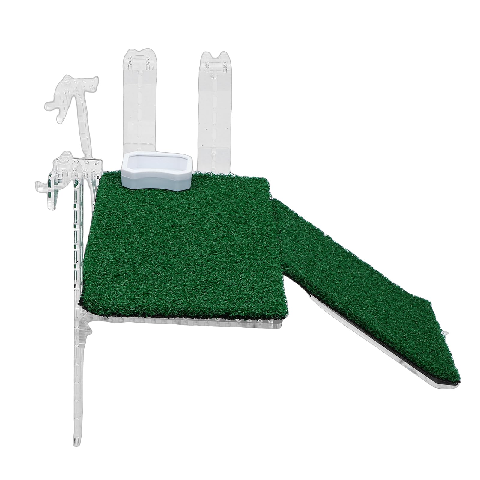Asixxsix Piattaforma per Basking per Tartarughe, Piattaforma per Basking in Erba Artificiale Regolabile Antiscivolo per Tartarughe Acquatiche, Bacino per in Acrilico con Tappetino per Erba
