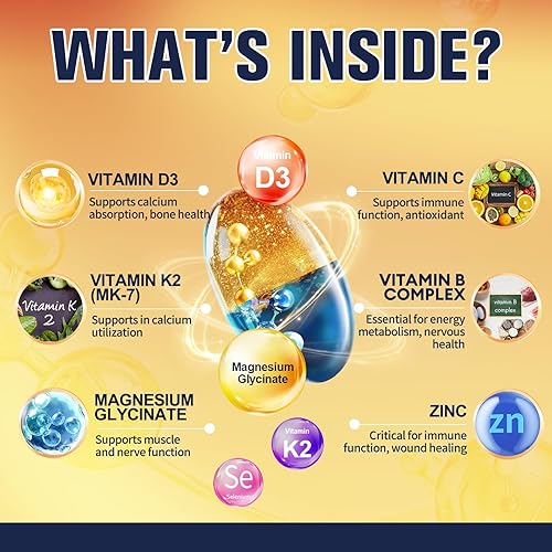 Miniatura 2 de Glicinato de magnesio 500 mg + vitamina D3 5000 UI y complejo K2  Alta absorción  Estrés saludable, sueño, función muscular, salud ósea y apoyo