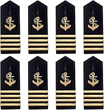WEBEEDY 4 Pairs Shoulder Boards Epaulets Gold Anchor Hardboard Shoulder Boards Epaulets Captain Mate Navy Fleet Admiral Uniform Halloween Costume Decor