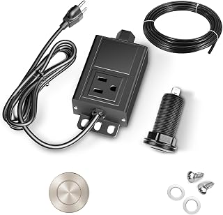 Garbage Disposal Air Switch Kit, Garbage Disposal Button, Kitchen Garbage Disposal Switch Button, Sink Top Waste Disposer On/Off (Brushed Stainless Steel)